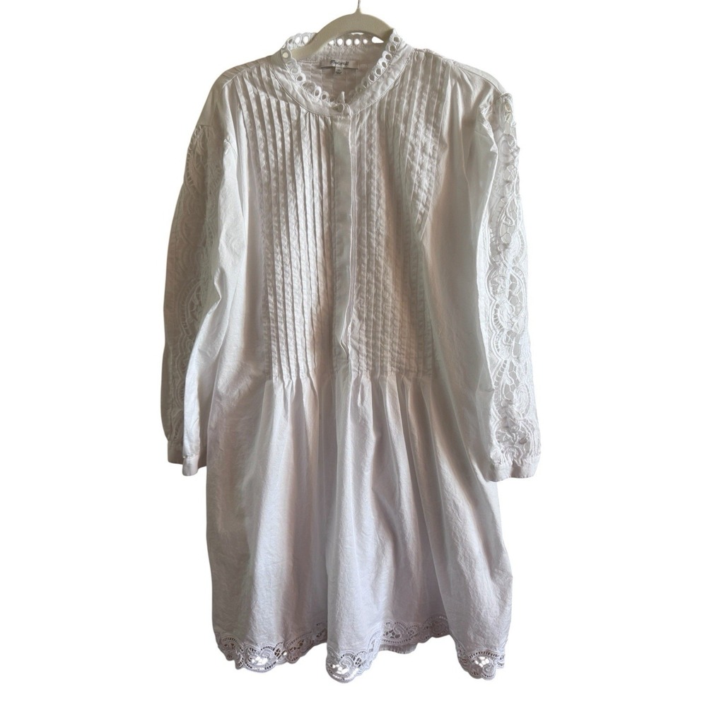 Madewell‎ White Pintuck Eyelet Mini Dress XL